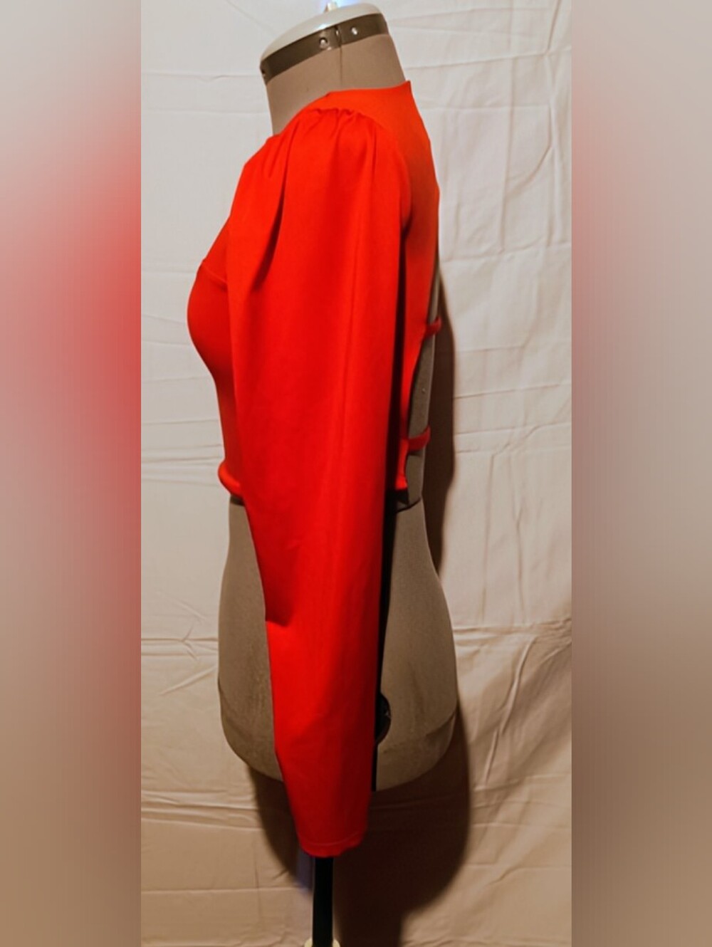 🍋 Vibrant Red Long Sleeve Crop Top Women Small Party Club - Picture 5 of 11